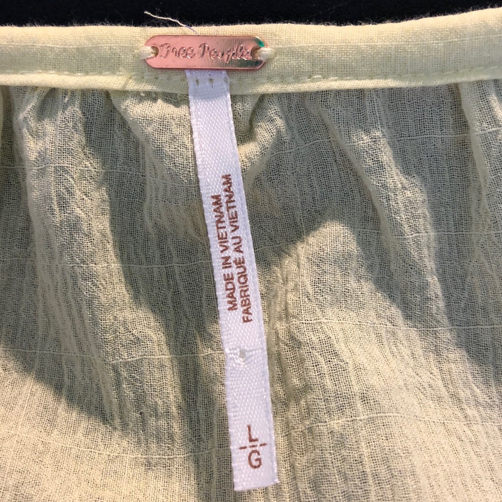 Free People yellow Maria Maria Peasant Blouse size large - Picture 8 of 12